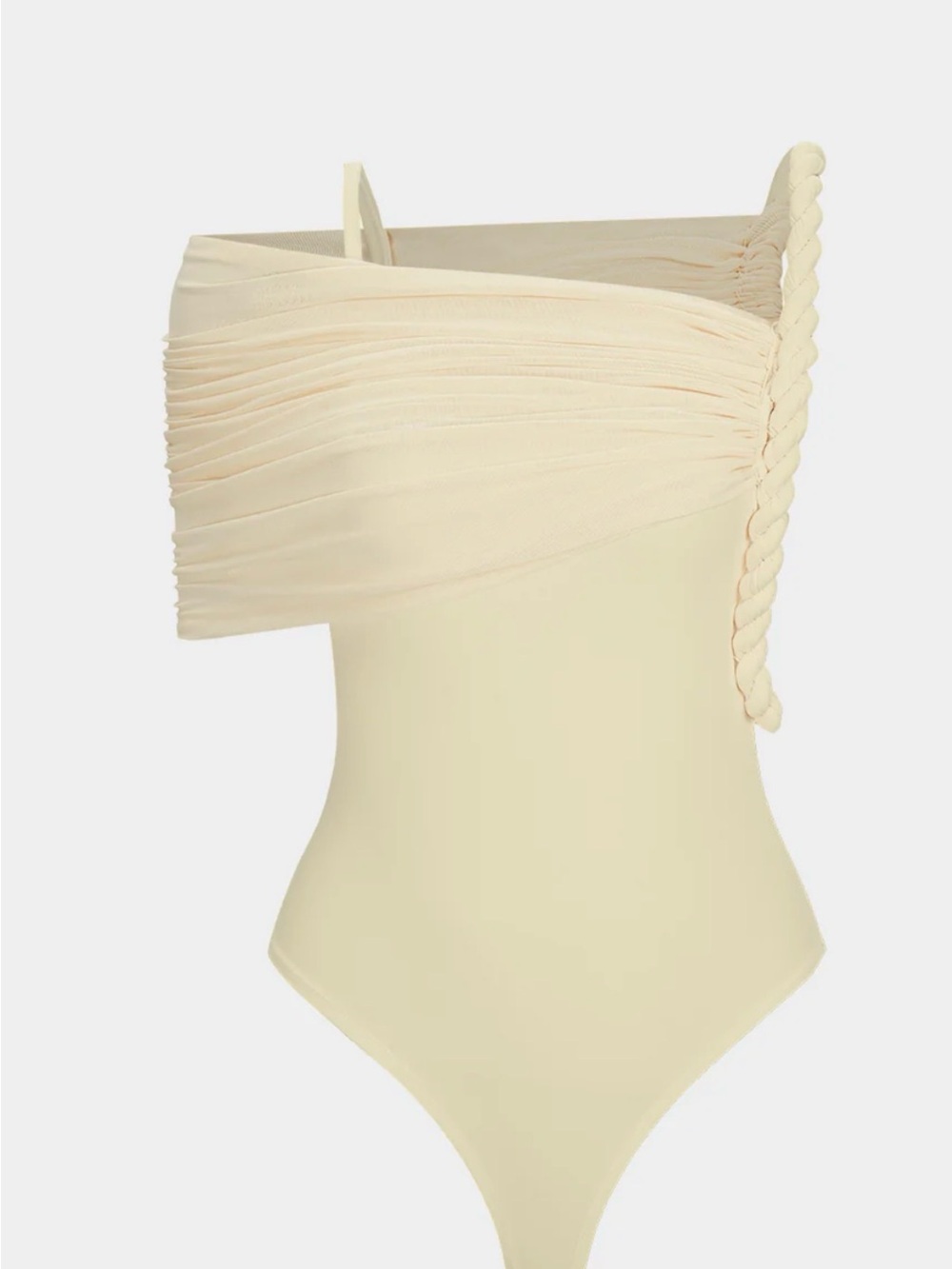 Off-Shoulder Cream Bodysuit with Braided Strap